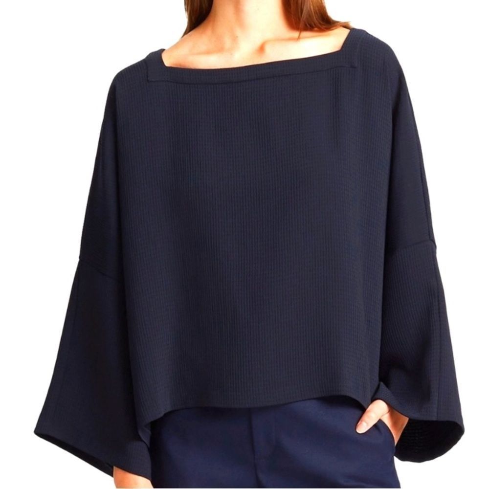 Club Monaco Navy Square Neckline Dolman Sleeve Top Size Small